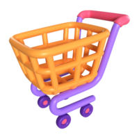 Empty Shopping Cart 3D Illustration Icon png