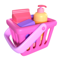 compras cesta lleno 3d ilustración icono png