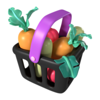 compras cesta lleno 3d ilustración icono png