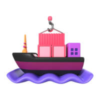 Cargo Ship 3D Illustration Icon png