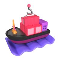 Cargo Ship 3D Illustration Icon png