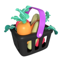 compras cesta lleno 3d ilustración icono png