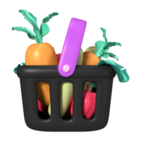 Shopping Basket Full 3D Illustration Icon png