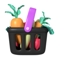 compras cesta cheio 3d ilustração ícone png