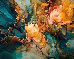 Natural luxury abstract fluid art painting in alcohol ink technique. Abstract background. photo