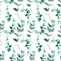 Watercolor botanical seamless pattern with blue branch png