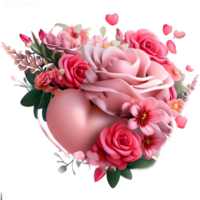 Valentin concept Rose rose fleur avec rose cœur png