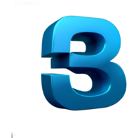 3D Blue Number Three png
