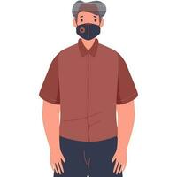 Character of Young Man Wearing Mask to Protect from Diseases, Flu, Air Pollution. vector