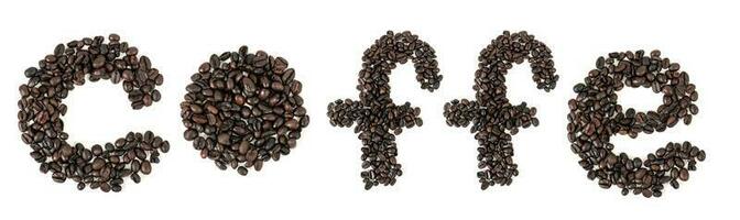 top view of coffee beans on white table photo