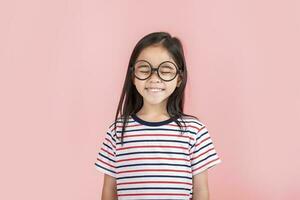 little girl on pink background photo