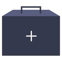 plano primero ayuda caja icono en oscuro pizarra azul color. vector