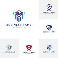 Set of Point Shield logo template, Creative Point logo design vector, Shield logo concept vector