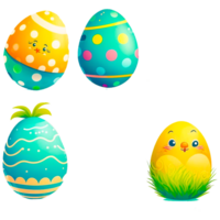 Cute colorful easter eggs symbol happy easter cartoon design on png