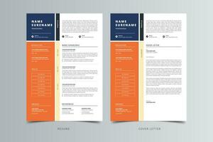 Modern Resume or CV and Cover Letter Template. vector