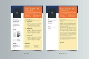 Modern Resume or CV and Cover Letter Template. vector