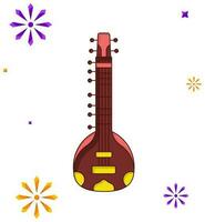 Tanpura Instrument Icon in Flat Style. vector