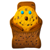 A flat sweet chip cookie with holes is making biscuit icon png