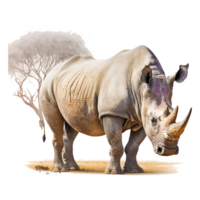 rinoceronte 3d rendering, rinoceronte, mammifero, animali, fauna png ai generativo