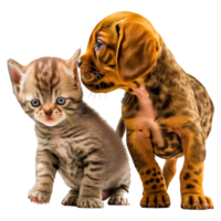 Brown puppy and long-fur white, brown, and black cat, Dog Cat Puppy Pet sitting, Pet dog cat, animals, cat Like Mammal png
