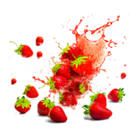Strawberry Juice Splash PNG Ai Generative
