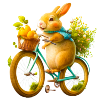 Pasqua coniglio liberare su un' bicicletta gratuito png ai generativo