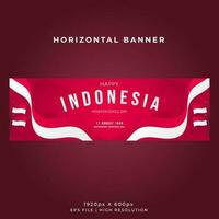 Indonesia Independence Day Horizontal Banner Template With Wavy Flag vector