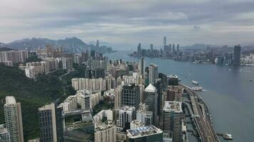 Victoria Harbour, Daytime Panorama of Hong Kong, Aerial View video