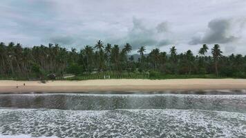 vågor på de folktom san vicente lång strand, palawan ö, antenn se video