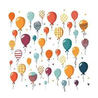 Hand Drawn cute balloons isolated on white background. Template for postcard, banner, poster, web design. Birthday party decoration vector