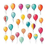 Hand Drawn cute balloons isolated on white background. Template for postcard, banner, poster, web design. Birthday party decoration vector