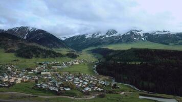 Top View Of An Authentic Village In The Jyrgalan Valley, Kyrgyzstan video