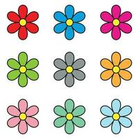 Set of colored flowers on white background vector