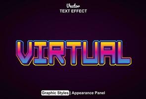 virtual text effect with purple graphic style and editable. vector