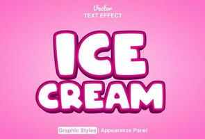 ice cream text effect with pink graphic style and editable. vector