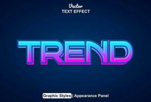 trend text effect with blue graphic style and editable vector