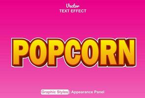 Popcorn text effect with orange graphic style and editable. vector