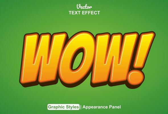 wow text effect with orange color graphic style editable.