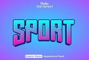 sport text effect with blue color graphic style and editable. vector