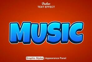 music text effect with blue graphic style and editable. vector