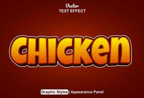 chicken text effect with orange graphic style and editable. vector