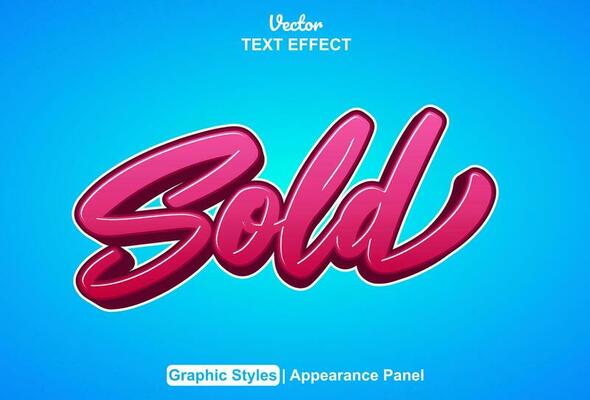 sold text effect with pink graphic style and editable.