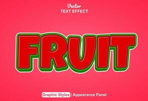 Fruta texto efecto con rojo color gráfico estilo y editable. vector