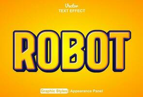 robot text effect with orange color graphic editable style vector