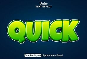 quick text effect with green graphic style and editable. vector