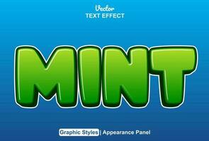 mint text effect with green color graphic style and editable. vector