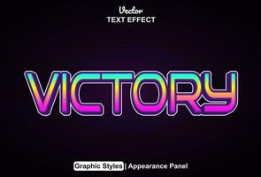 victory text effect with purple color graphic style and editable. vector