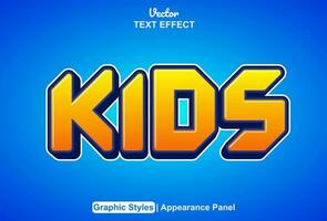 kids text effect with yellow color graphic style editable vector