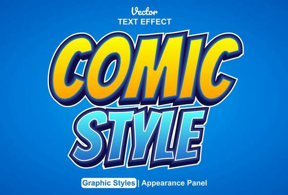 comic text effect with orange graphic style and editable.