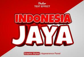 Indonesia jaya texto efecto con gráfico estilo y editable. vector